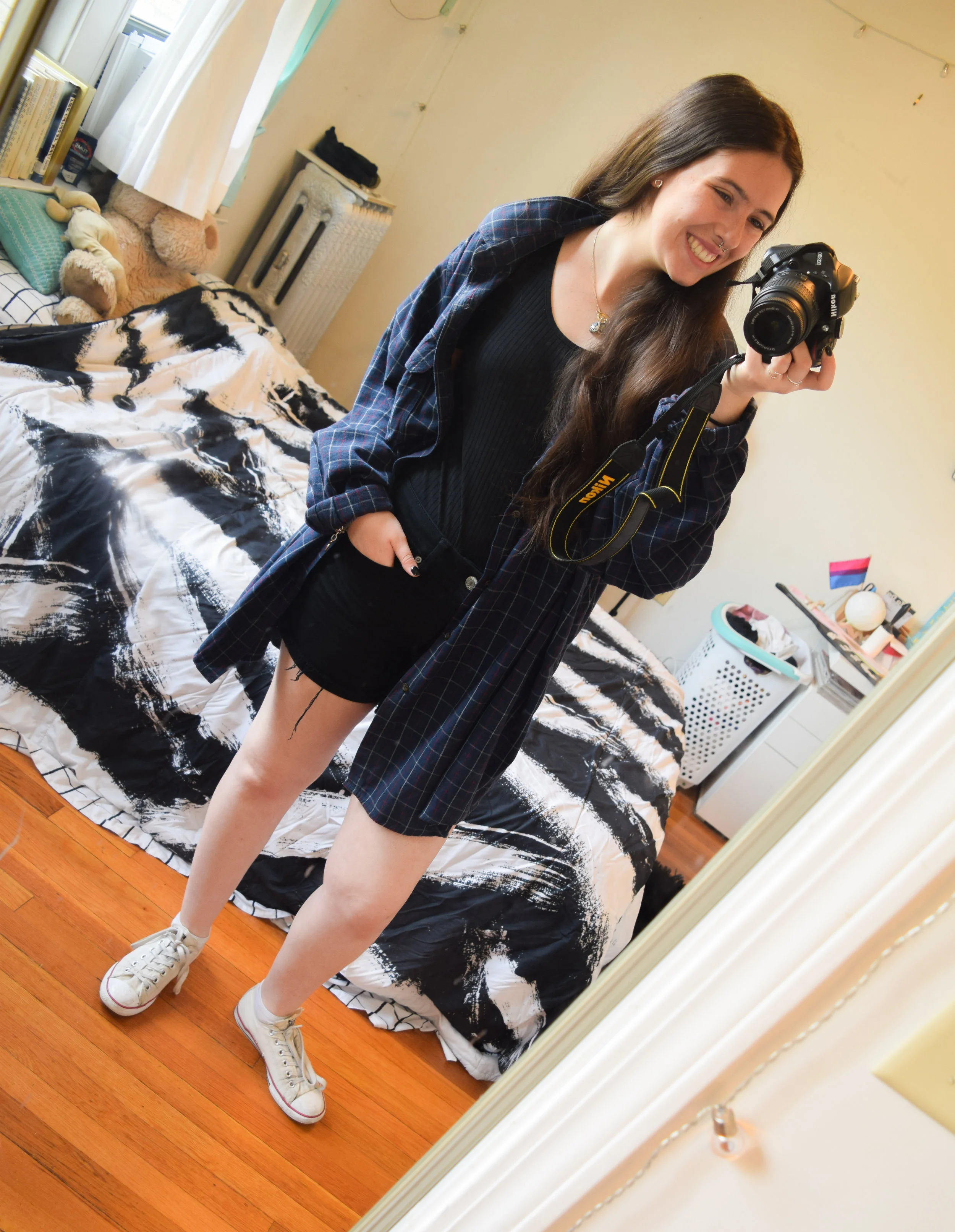 blueflannelblackbodysuitblackdenimshortsconversetheclunkster.jpg