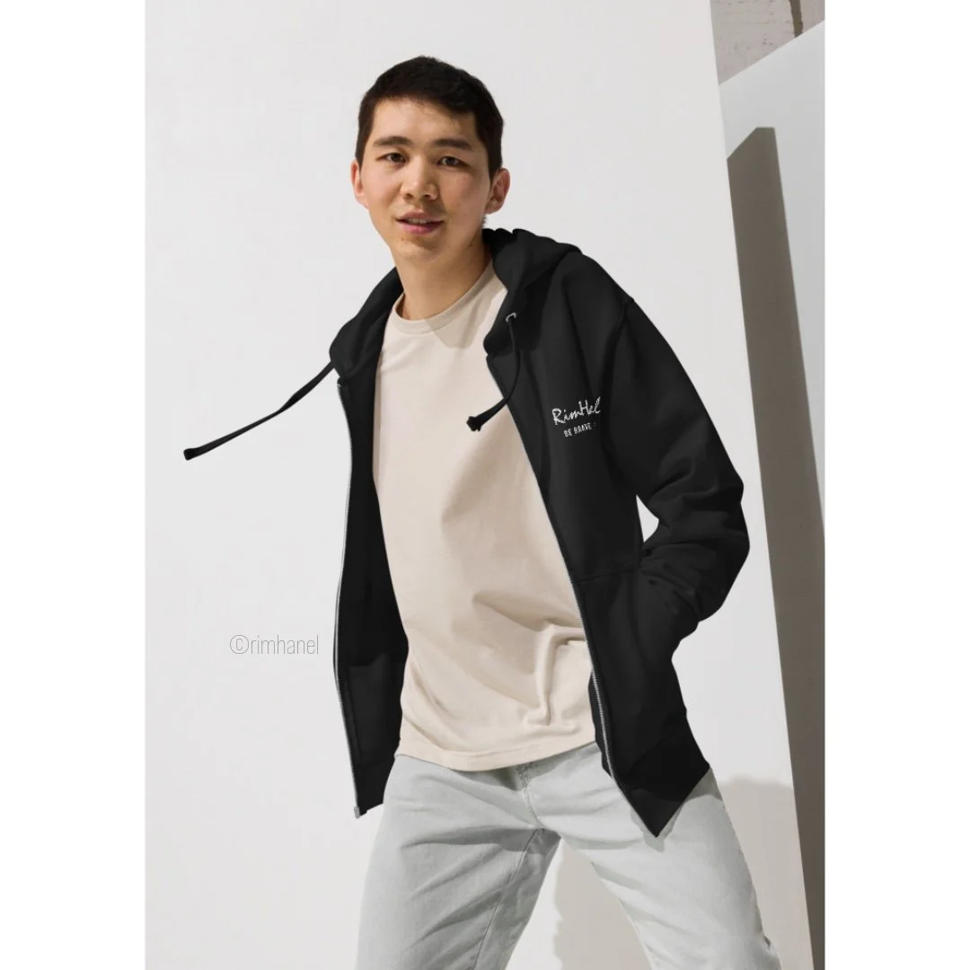 Be Brave Be You Unisex Black Zip Hoodie