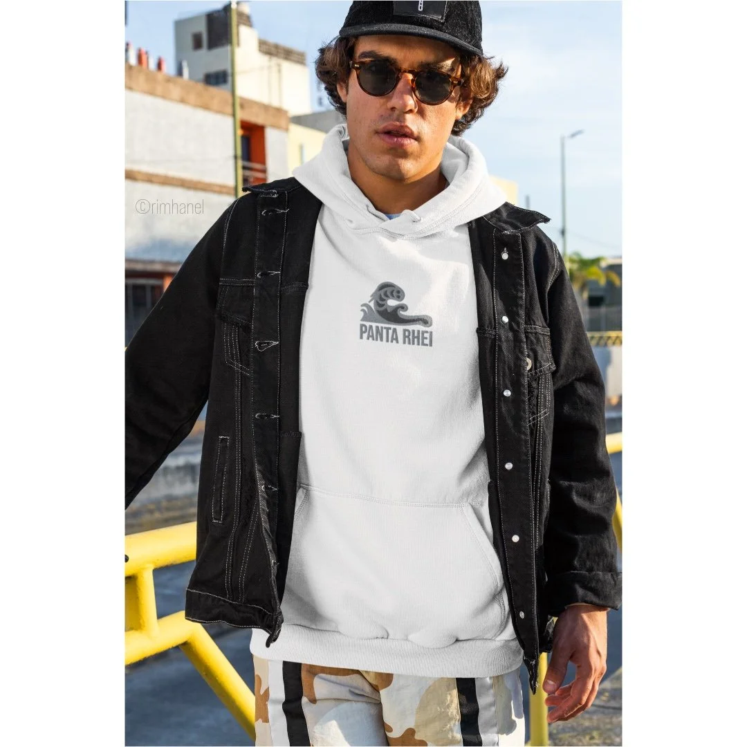 Panta Rhei White Comfy Everyday Streetwear Hoodie