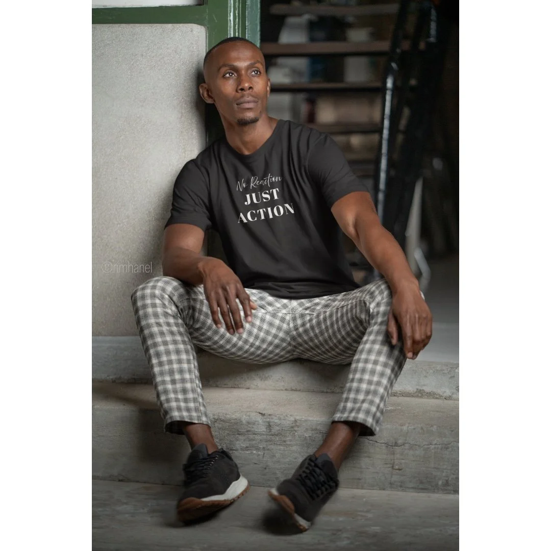 Just Action Motivational Mindset Reminder Black Unisex Everyday Essential Street Wear T-shirt