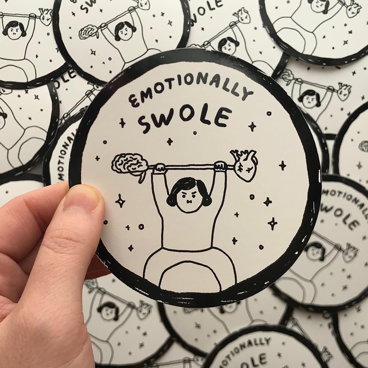 Good news! There were more stickers in the box 📦 I&rsquo;m wrapping up with this last round of orders (thank you so much 💛) and just updated my shop to reflect the correct stock. #emotionallyswole #stickergame