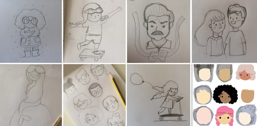 sneak peek into the process of creating the illustrations