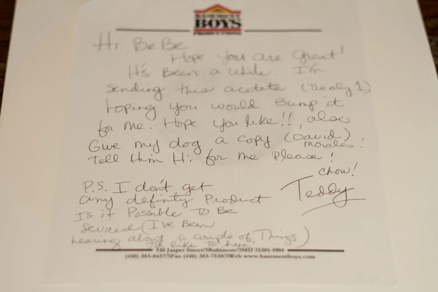 From Teddy Douglas