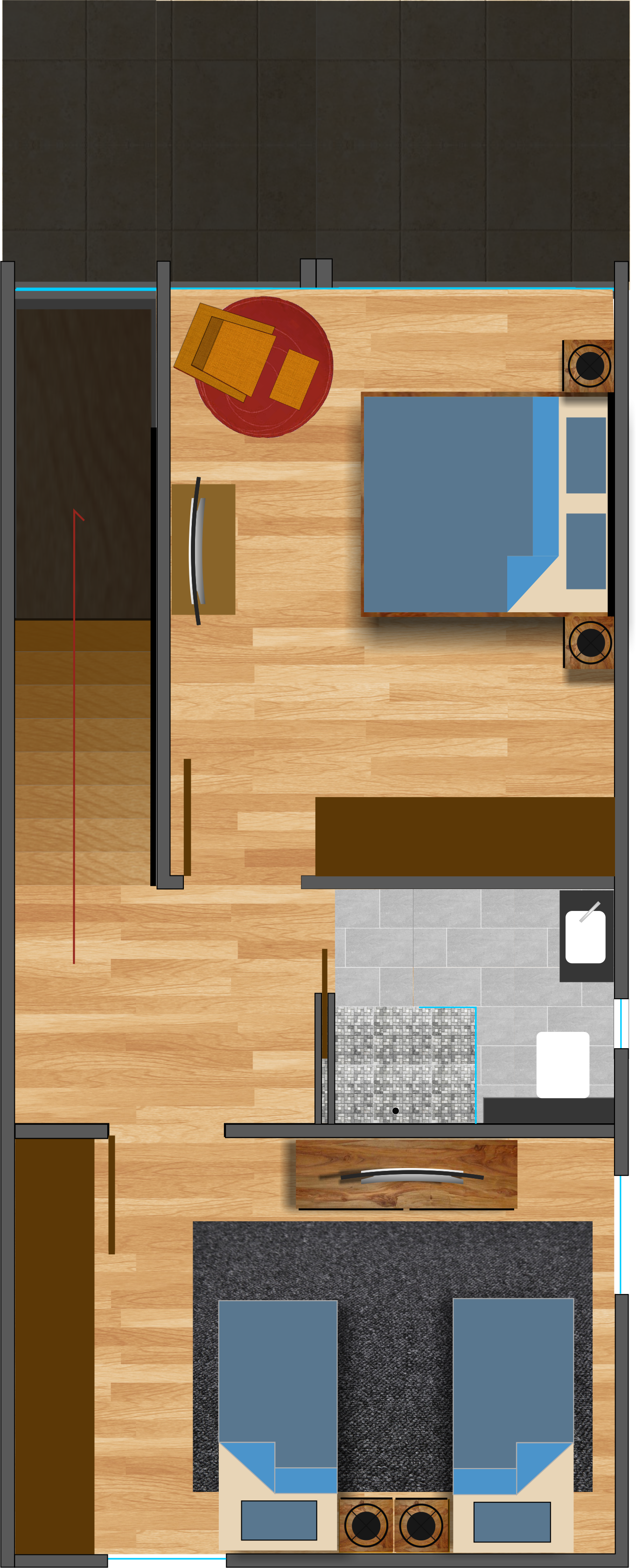two bedroom upper floor layout