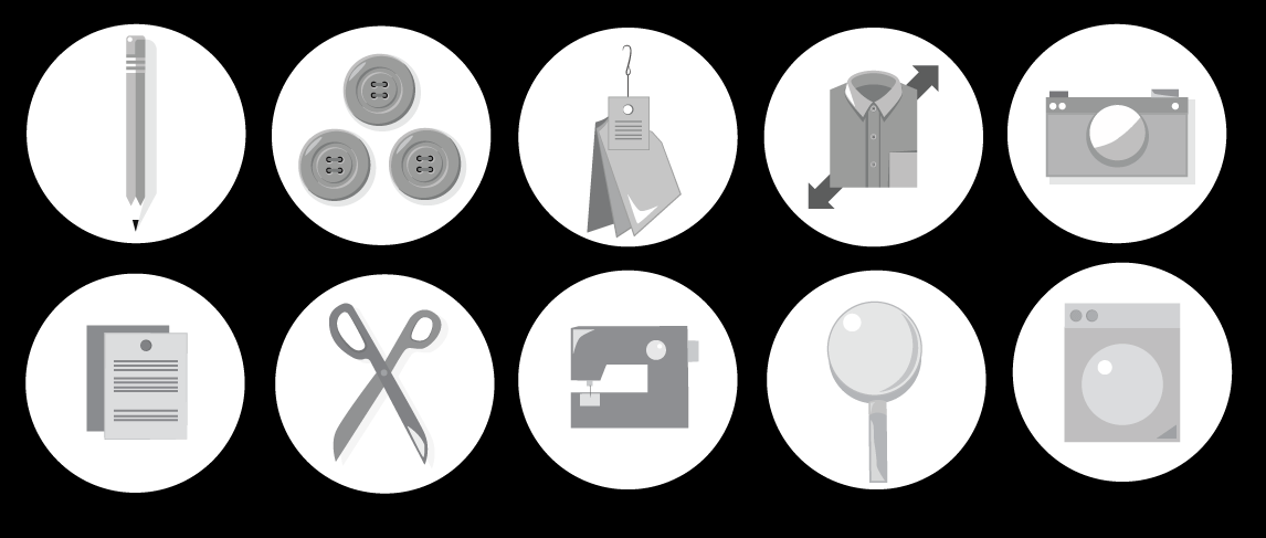 Various Vector Icons drawn with the pen tool in Adobe Illustrator