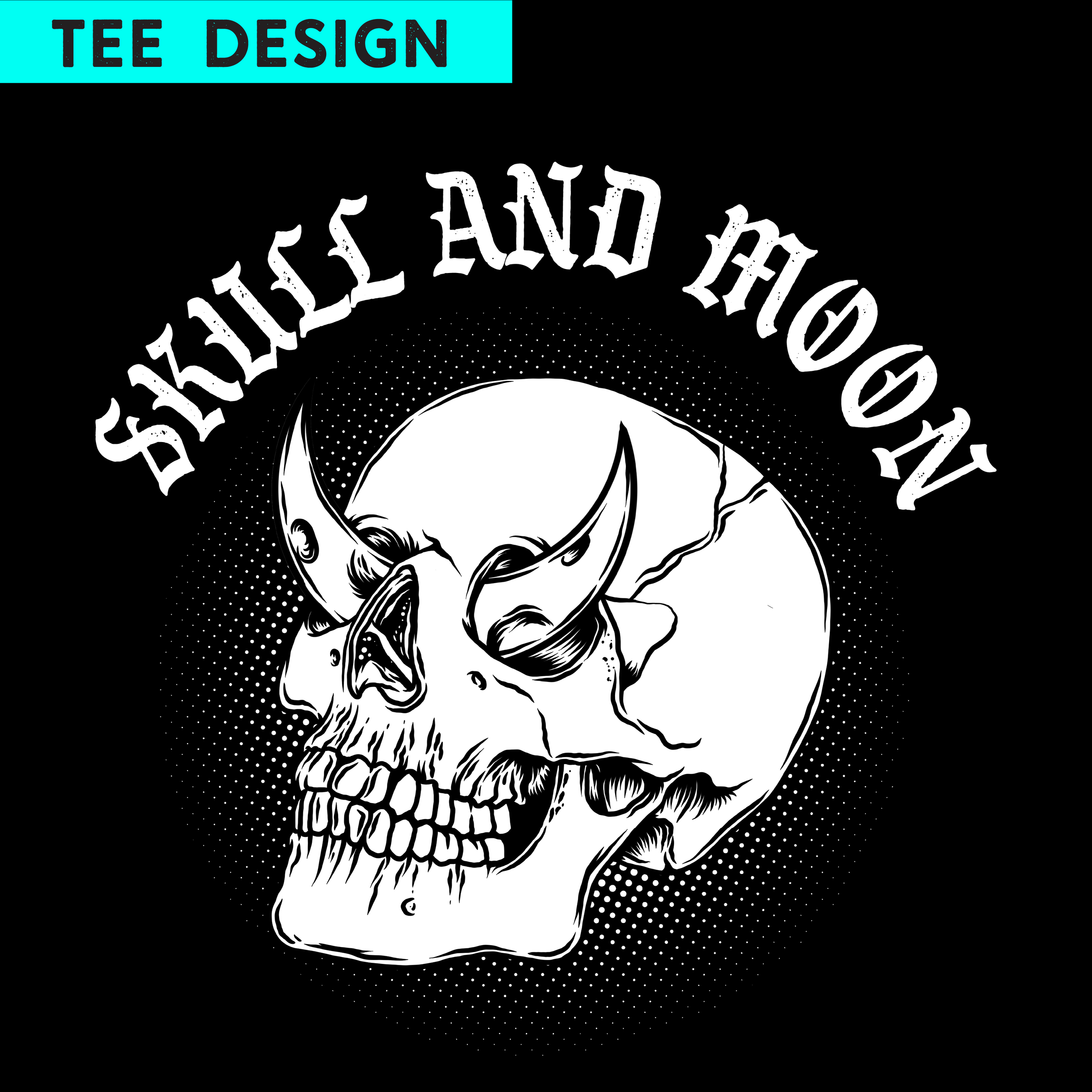 Skull and Moon Custom Tee Design