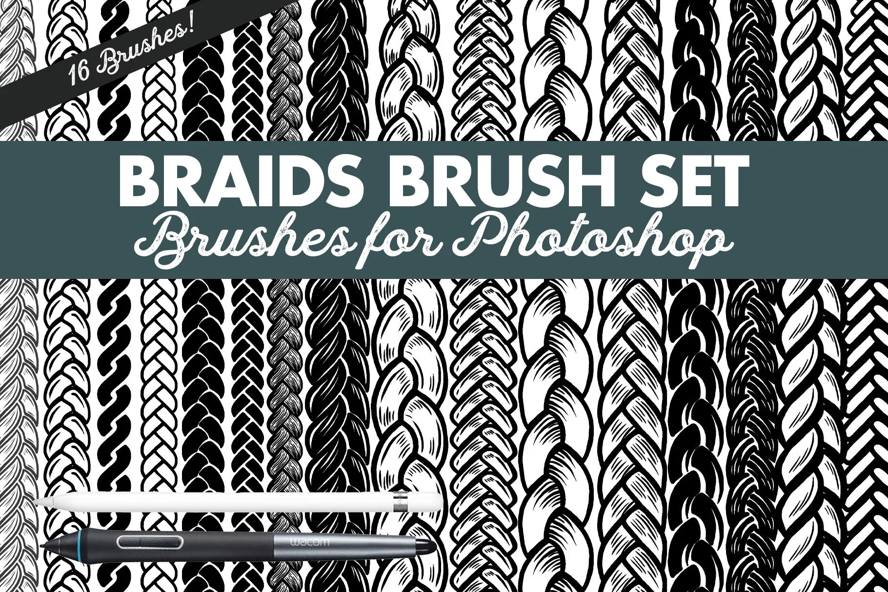 Hand Drawn Braid Brushset for Photoshop