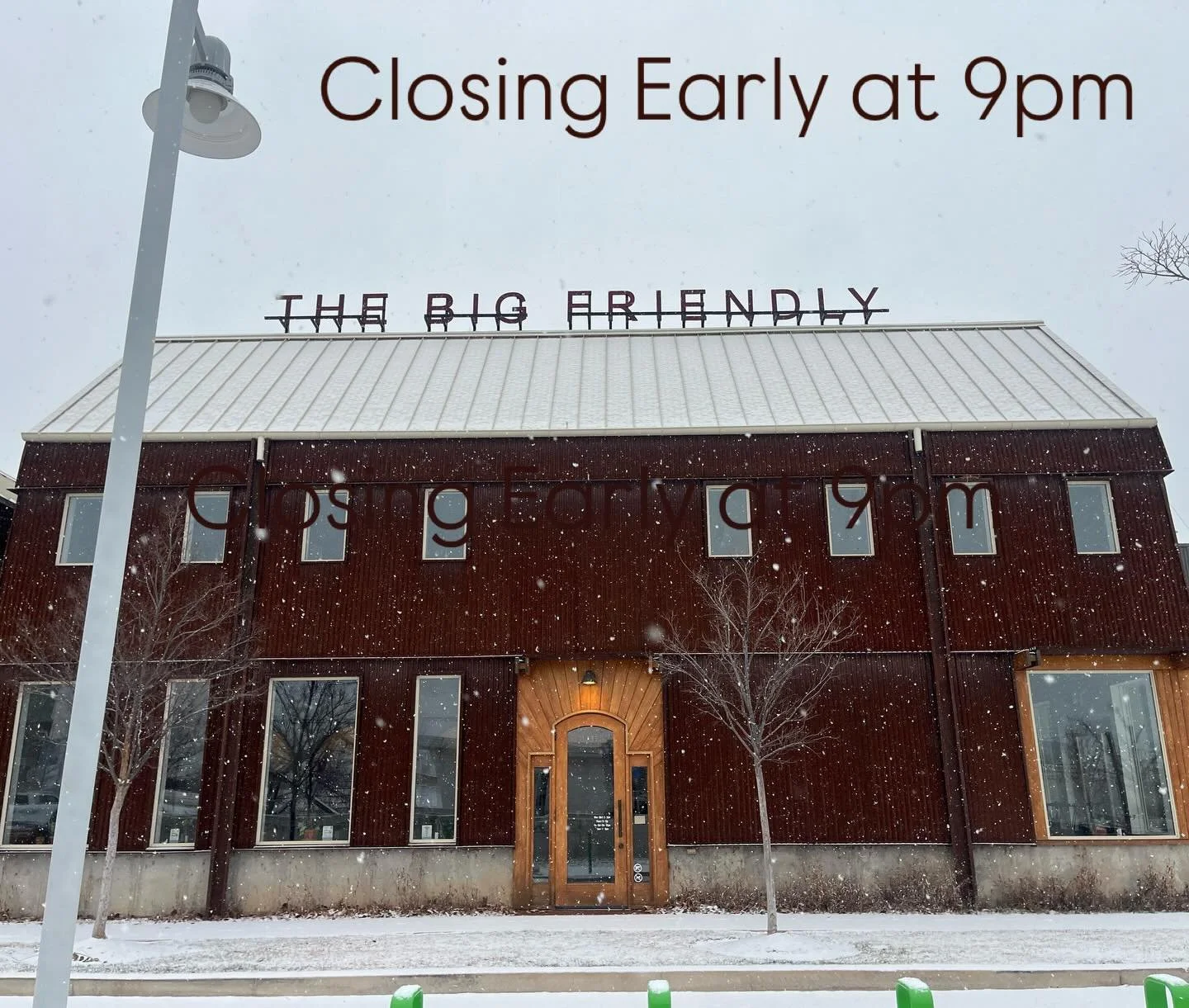 Hey Friends&hellip;we are closing early tonight at 9pm. We&rsquo;ll regroup in the morning and let you know what the rest of the weekend looks like. Enjoy your evening!
-
-
-
#drinkfriendly #OKC is #theBIGfriendly