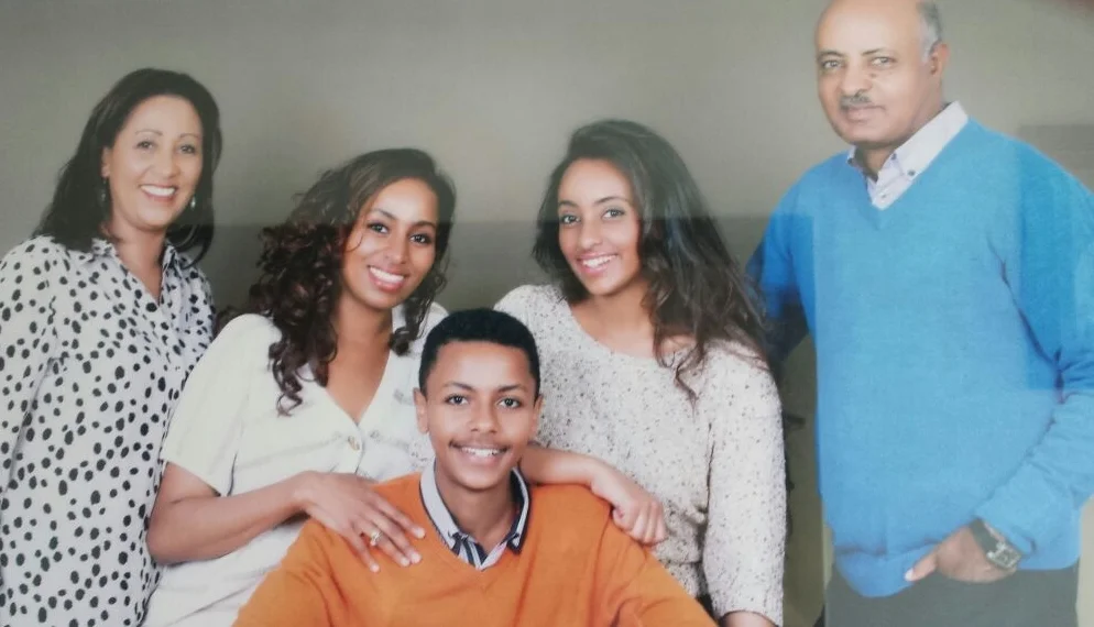 Techalew Negash and family