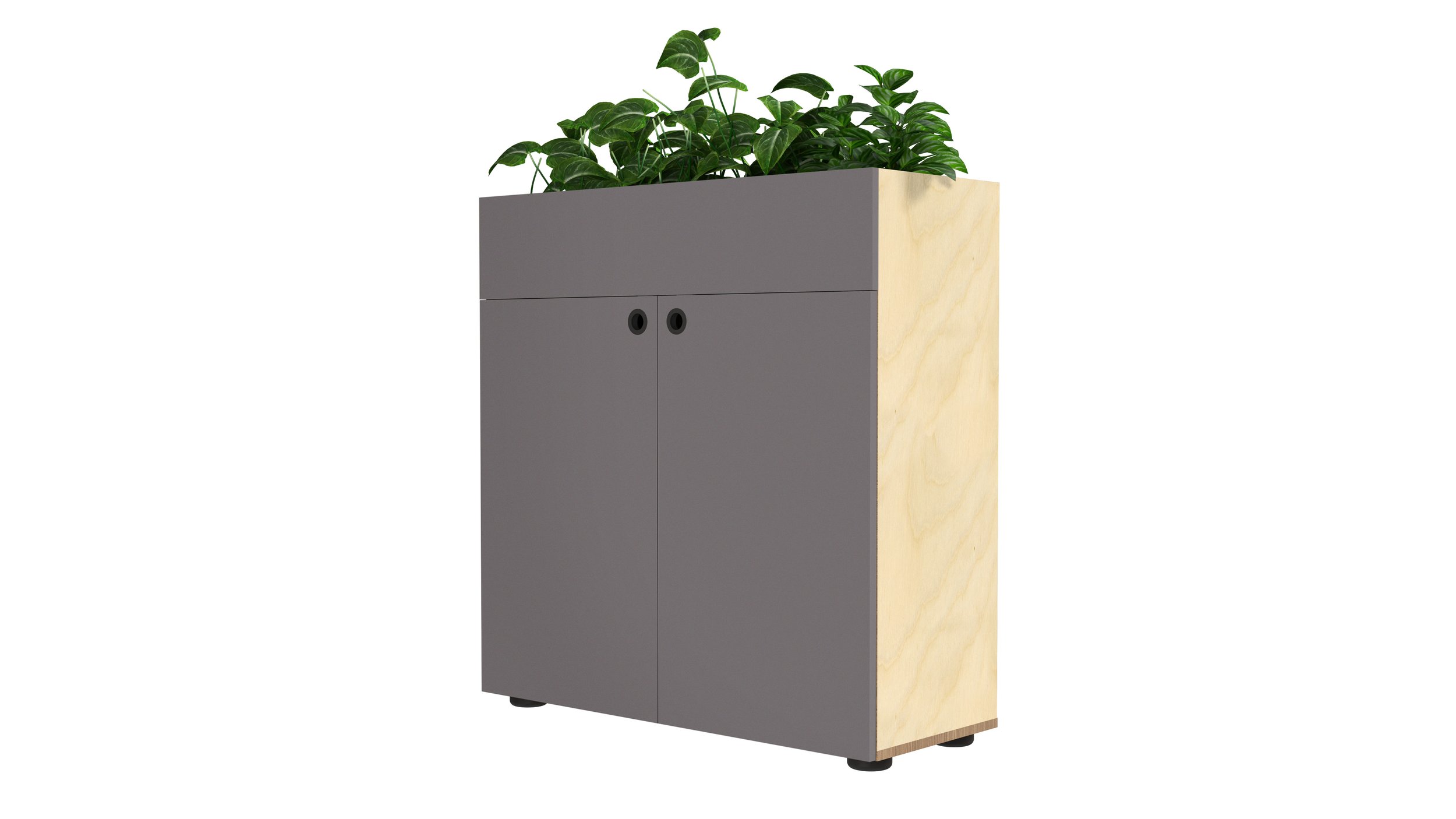 Rawside Work Storage with Planter - Quartz