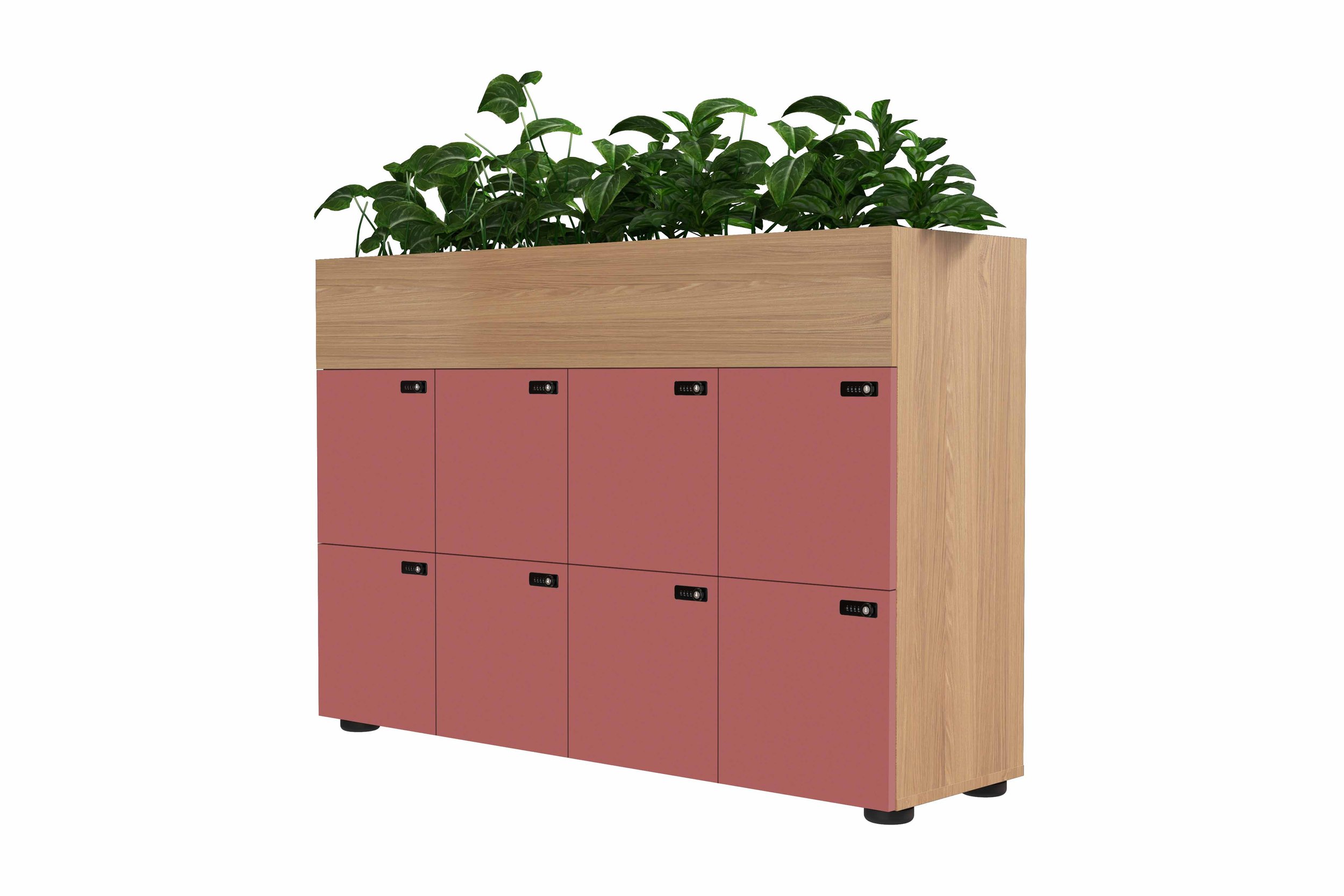 Rawside Desk End - Doors: Brick MFC - Shell: Natural Oak