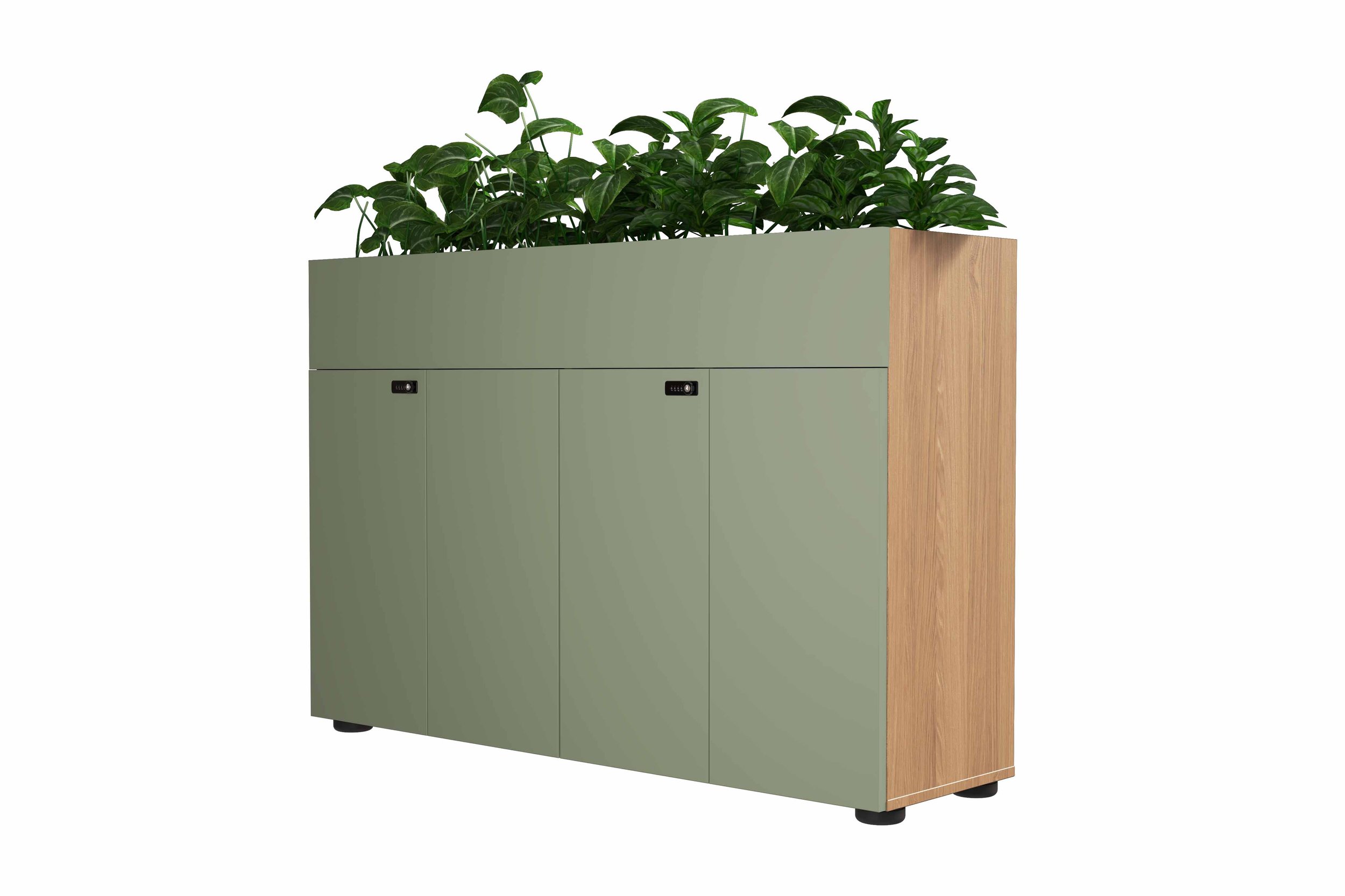 Rawside Desk End - Doors: Olive Lino - Shell: Natural Oak