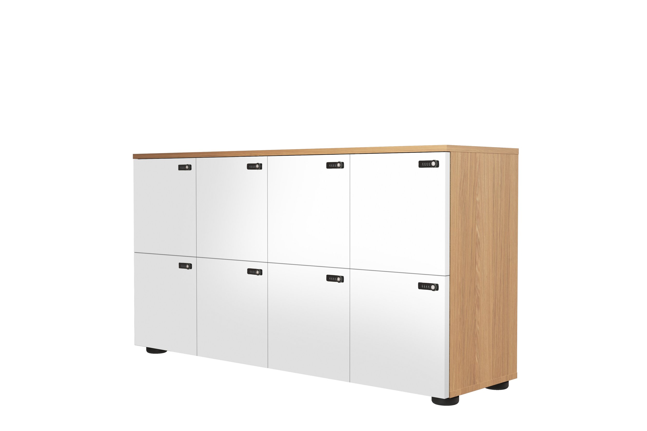 Rawside Desk End - Doors: White MFC - Shell: Natural Oak