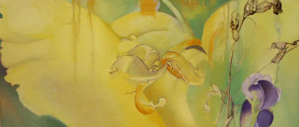 Adele Wayman : "Iris Passing," oil and oil stick on canvas, (detail) 16 x 35 inches, 2005 www.adelewayman.com ©