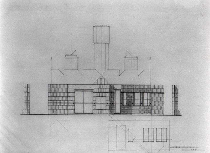 SCHEME IIA, Front Elevation, east, pencil on vellum, July 19, 1959