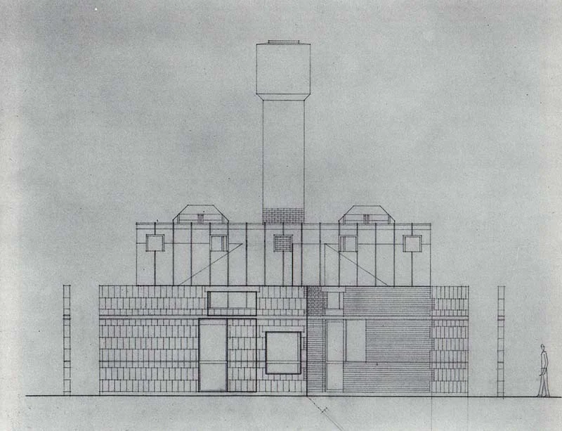 SCHEME IIC, Front Elevation, east, pencil on vellum