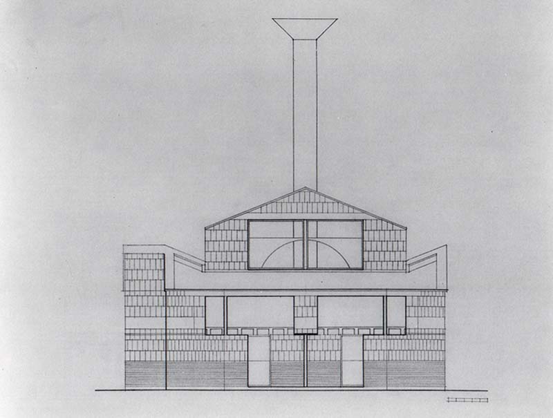 SCHEME IIIA, Front Elevation, east, pencil on vellum