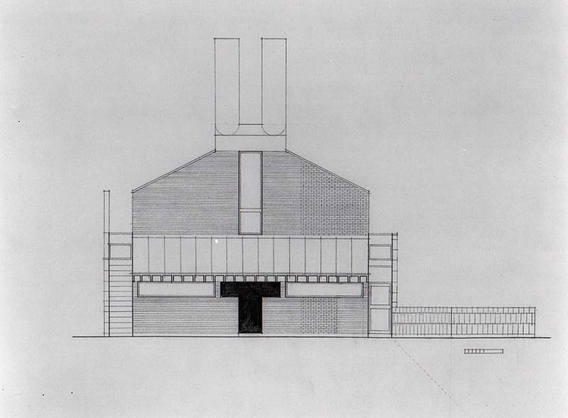 SCHEME IVA, Front Elevation, east, pencil on vellum, July 12, 1961