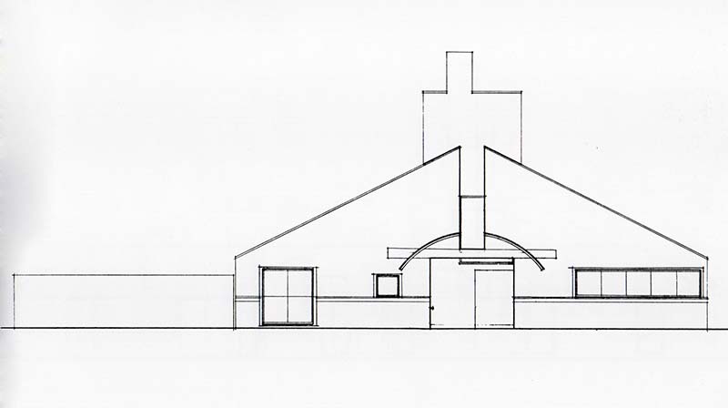 SCHEME VI, Front Elevation, east, final presentation, ink on mylar, December 8, 1962