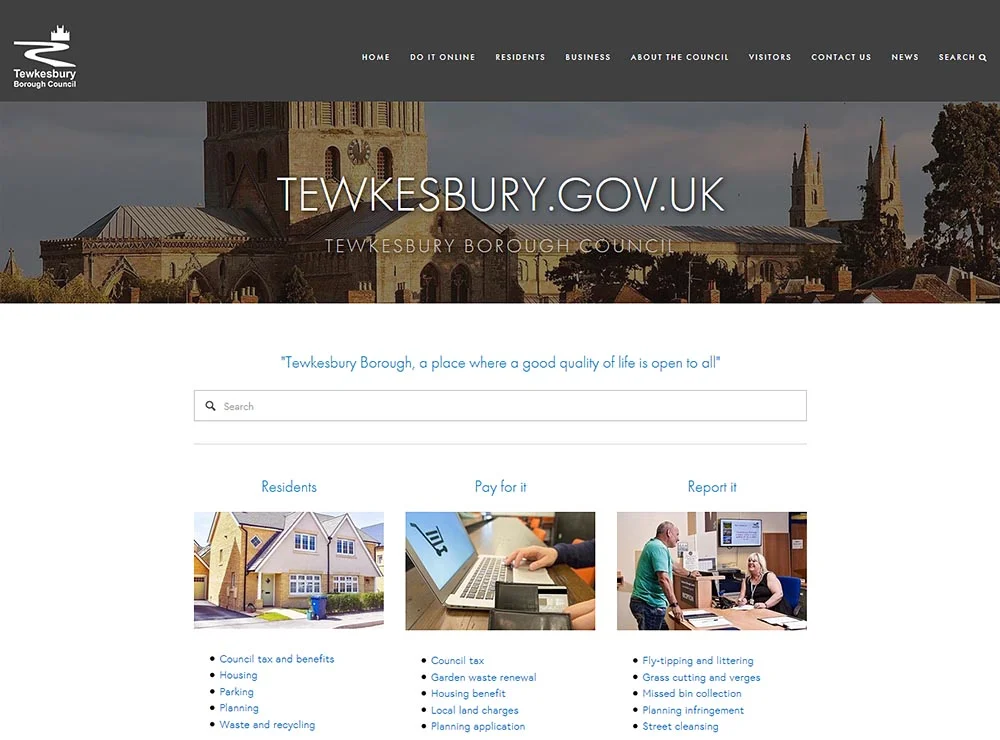 Screen shot of www.tewkesbury.gov.uk