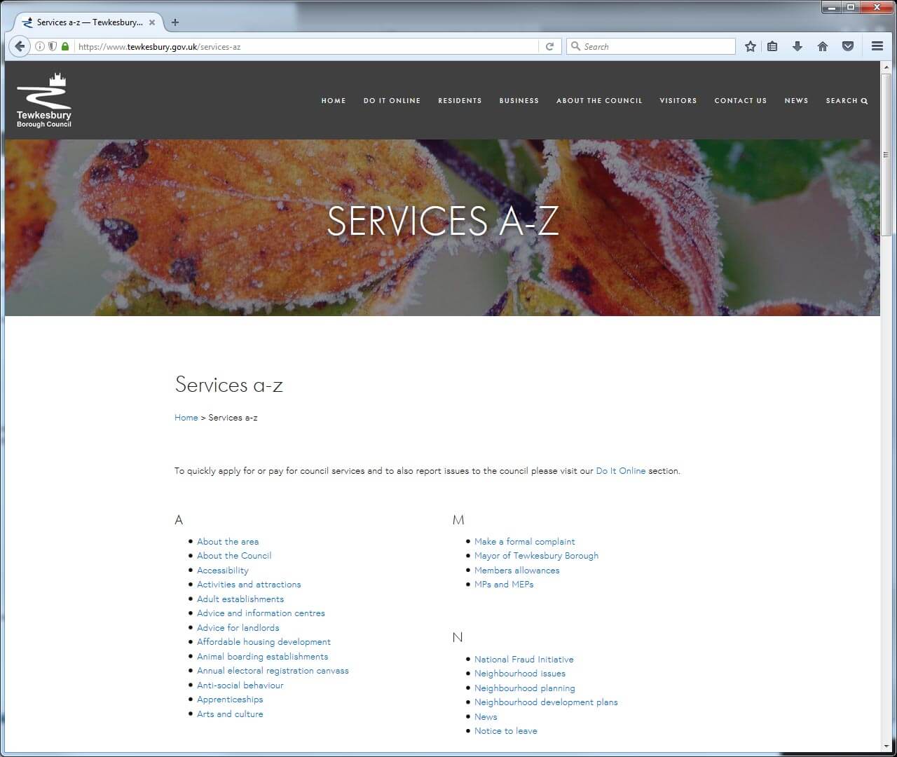 Services page