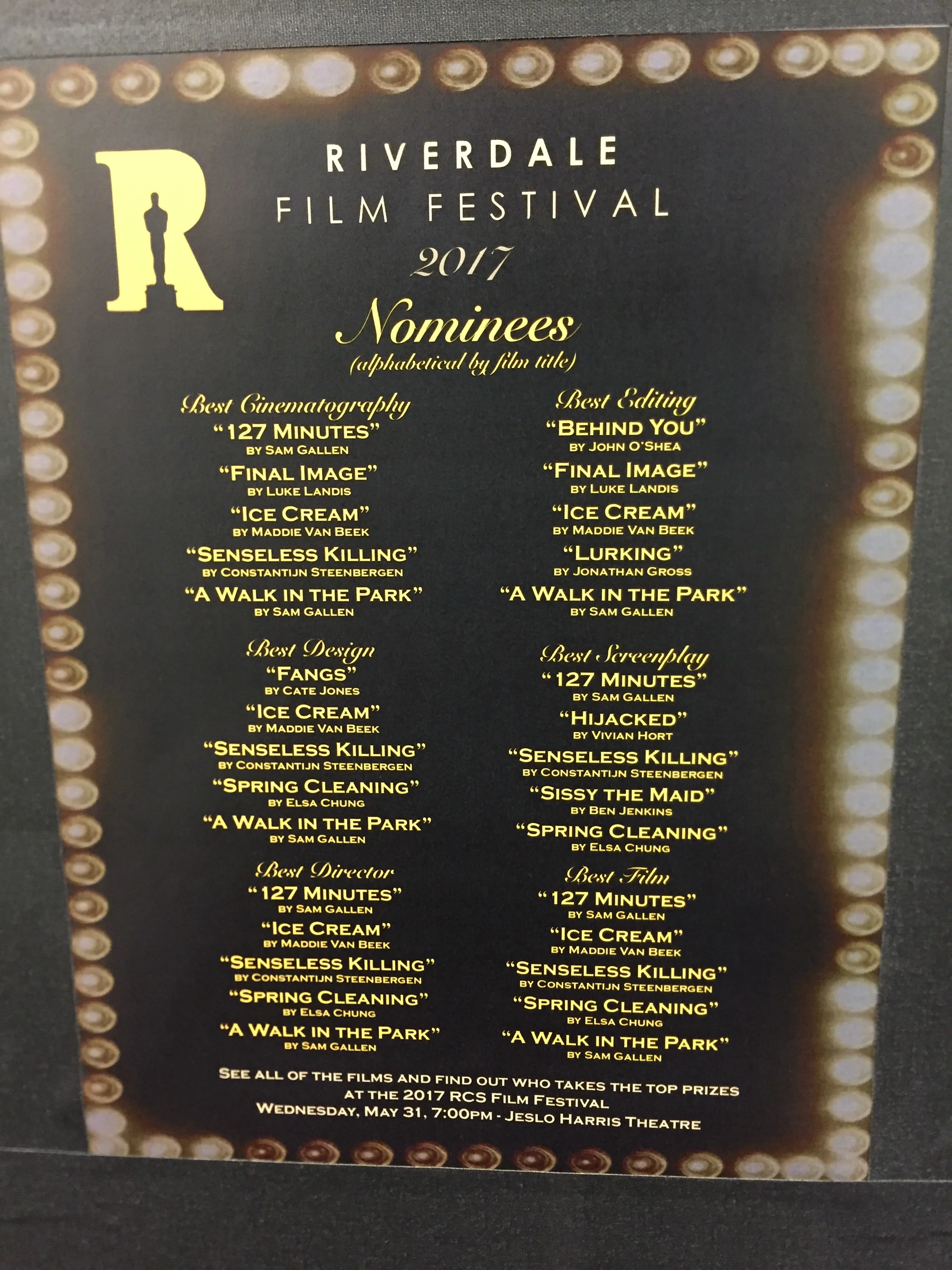 The nominees. Photo courtesy Sam Gallen/Riverdale Review.
