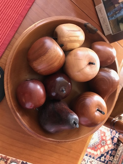   Wooden bowl & fruit, made by Frank Allan.  