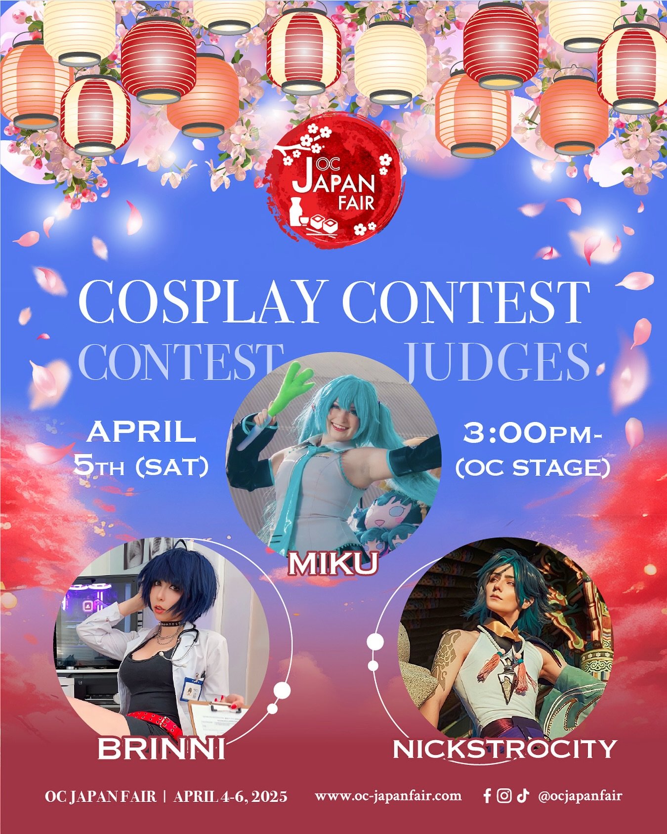Join us on April 5th, Saturday for Cosplay Contest and win amazing prizes provided by our sponsors, Animate, Bushiroad, Pocari Sweat, ITO EN, Asahi, Bourbon and Glico✨

We are so excited to welcome @xbrinni &amp; @mikumiku___ &amp; @nickstrocity as o