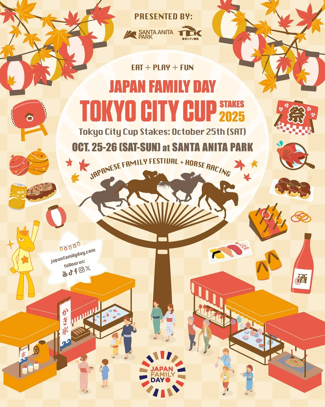 30 YEARS OF FUN &amp; CULTURE!🇯🇵 Our friends event, @japanfamilyday is happening this weekend at Santa Anita Park &mdash; celebrating 30th Anniversary🐎❤️ Enjoy food, games, performances, and the Tokyo City Cup Stakes!

🗓️ October 25&ndash;26 (Sat