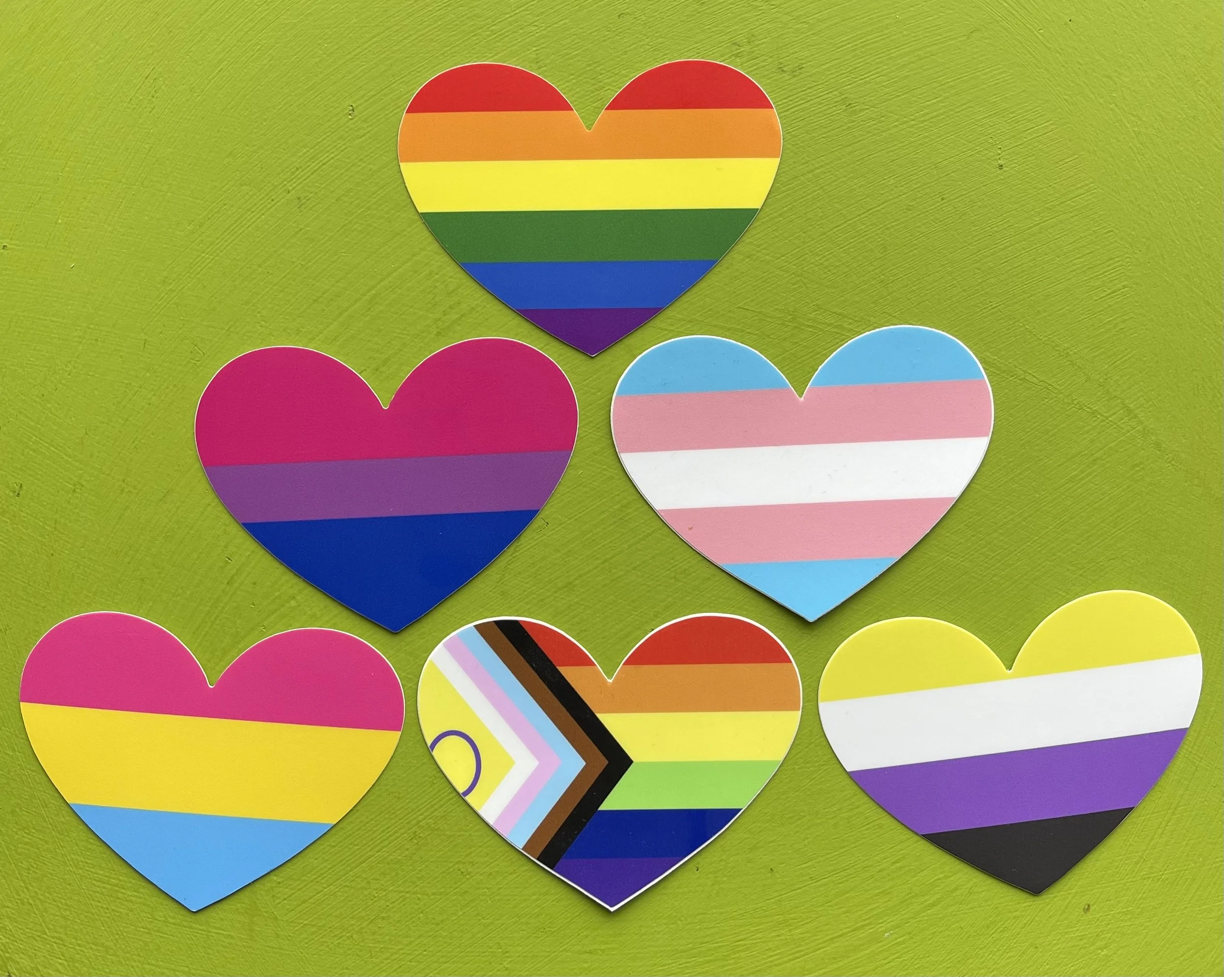 Pride Flags Heart-Shaped Vinyl Sticker Bundle — Gender Inclusive Schools