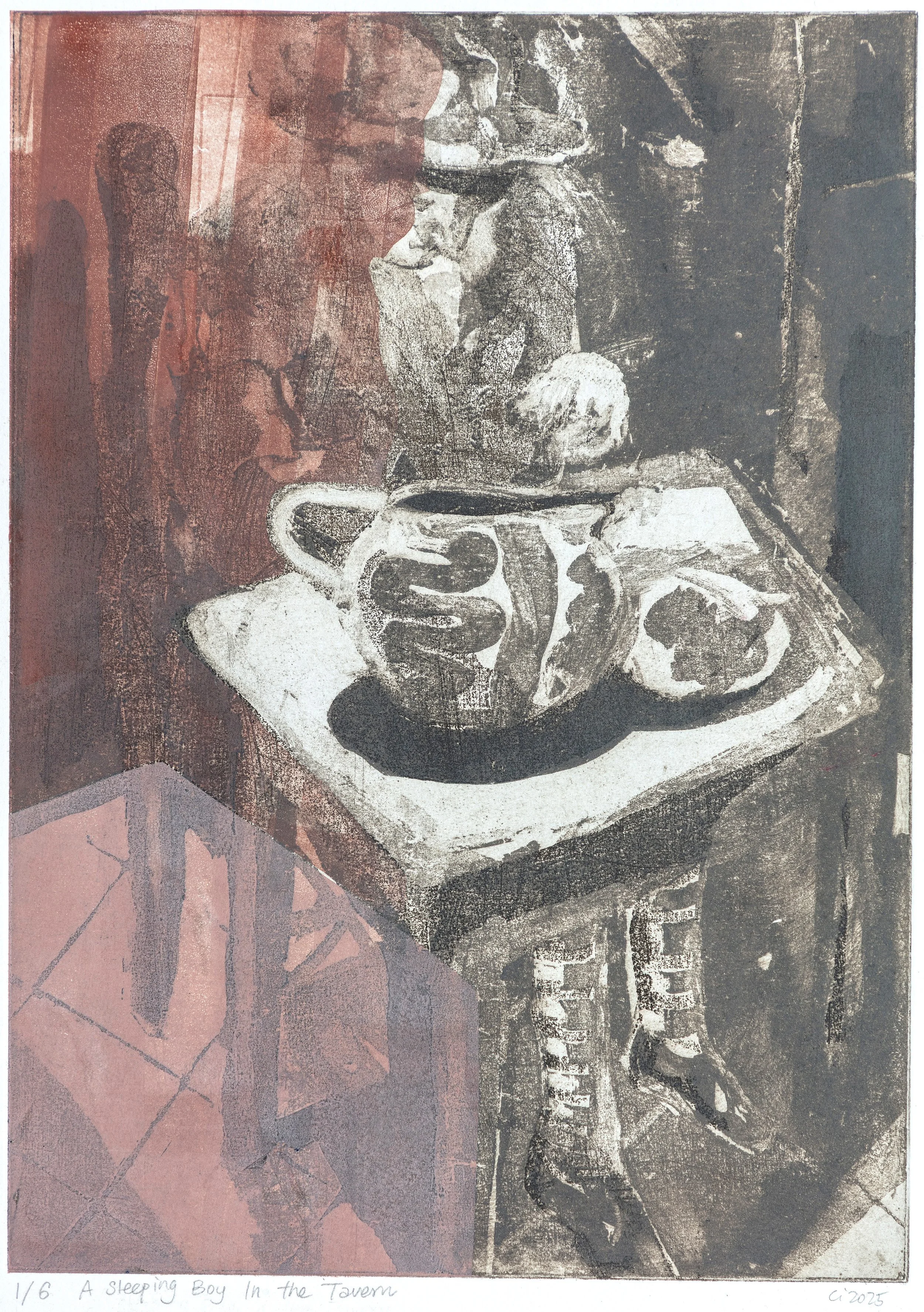 a sleeping boy in the tavern