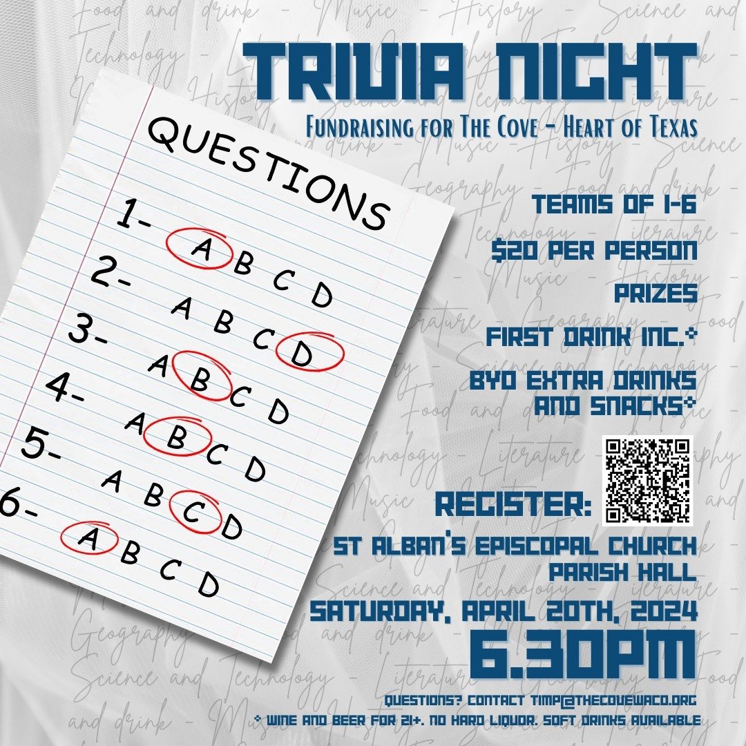 Our Executive Director, Tim Packer, has been working really hard on this Trivia Night. Join us for a fun evening of trivia on general knowledge, music, literature, food, and other topics. Your participation helps support youth experiencing homelessne