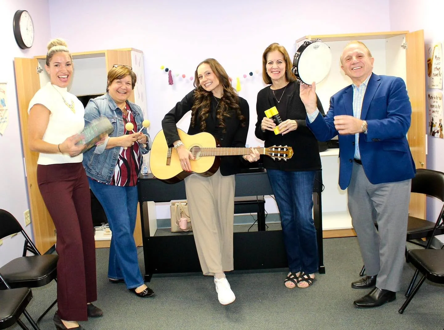 We officially launched our Harmony Heights Music Therapy Program last month, and our leadership team truly got into the spirit of things! 

Joining in the fun were our Board President Denis Garbo, Director of Clinical Services Lori Neazer, Director o