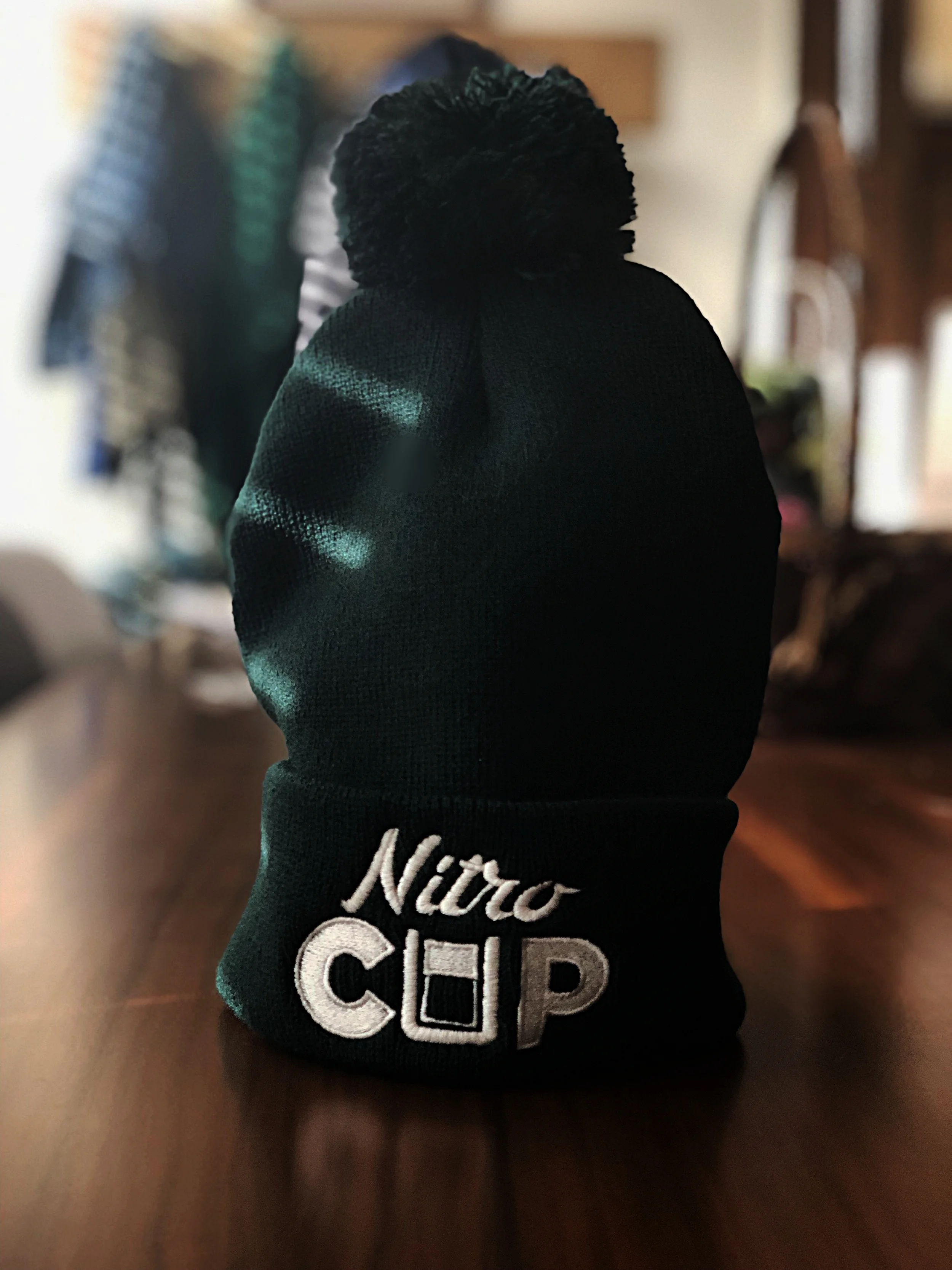 Pom Knit Beanie - Green