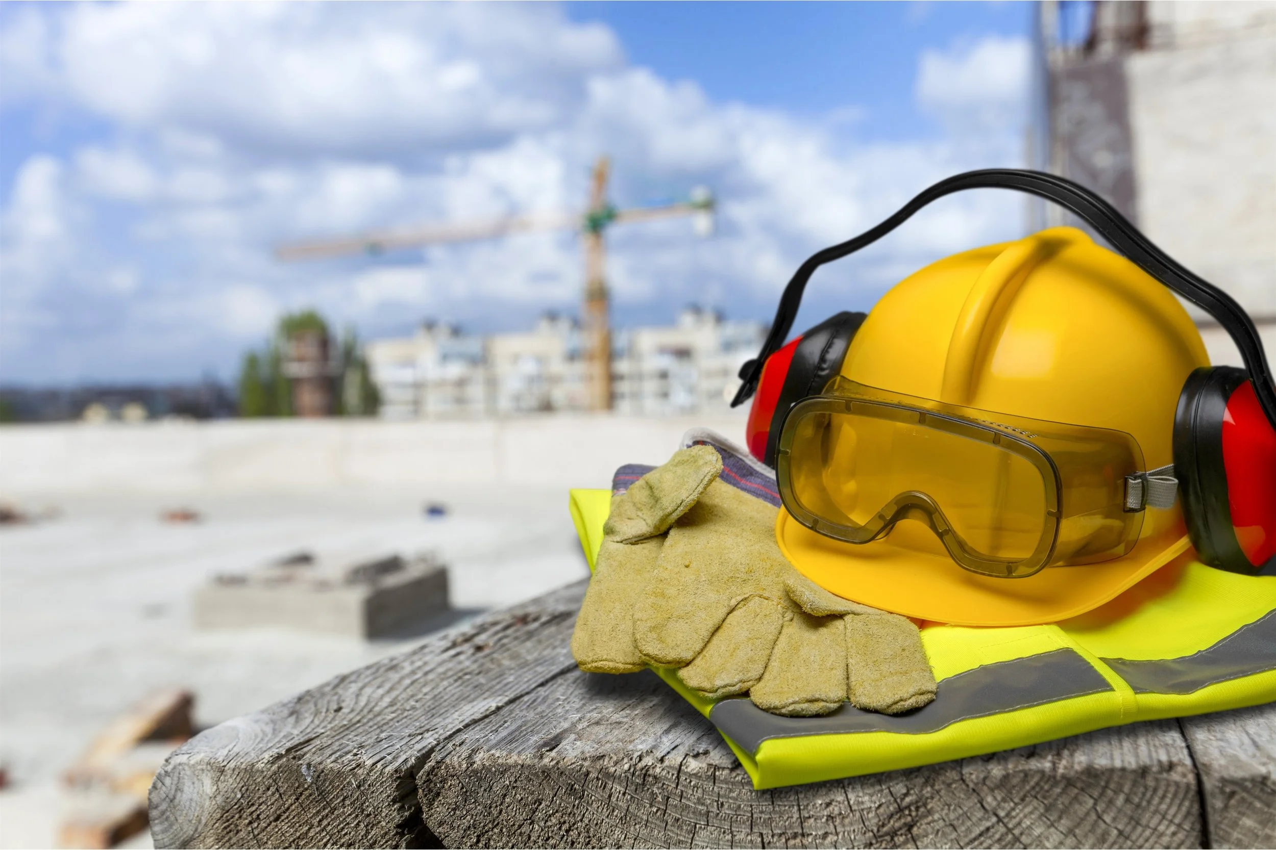 Image of safety equipment sitting in front a of work site