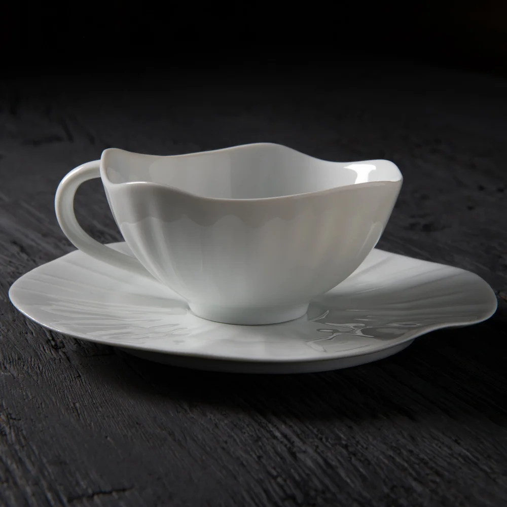Tasse Et Soucoupe Miroir – Effet Anamorphique, 250 Ml, En Céramique Dorée Ou Argentée
