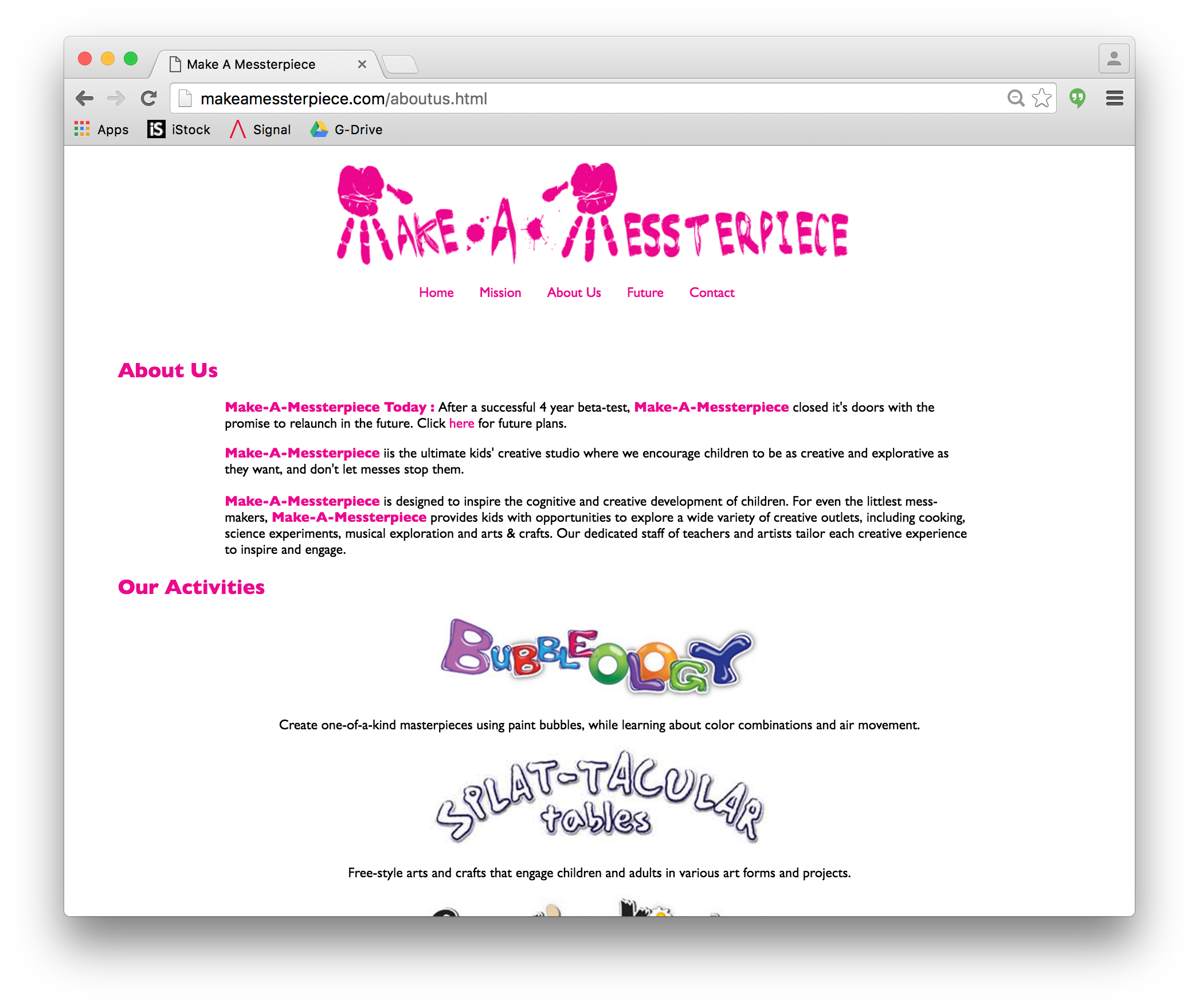 Make-a-Mess activities page
