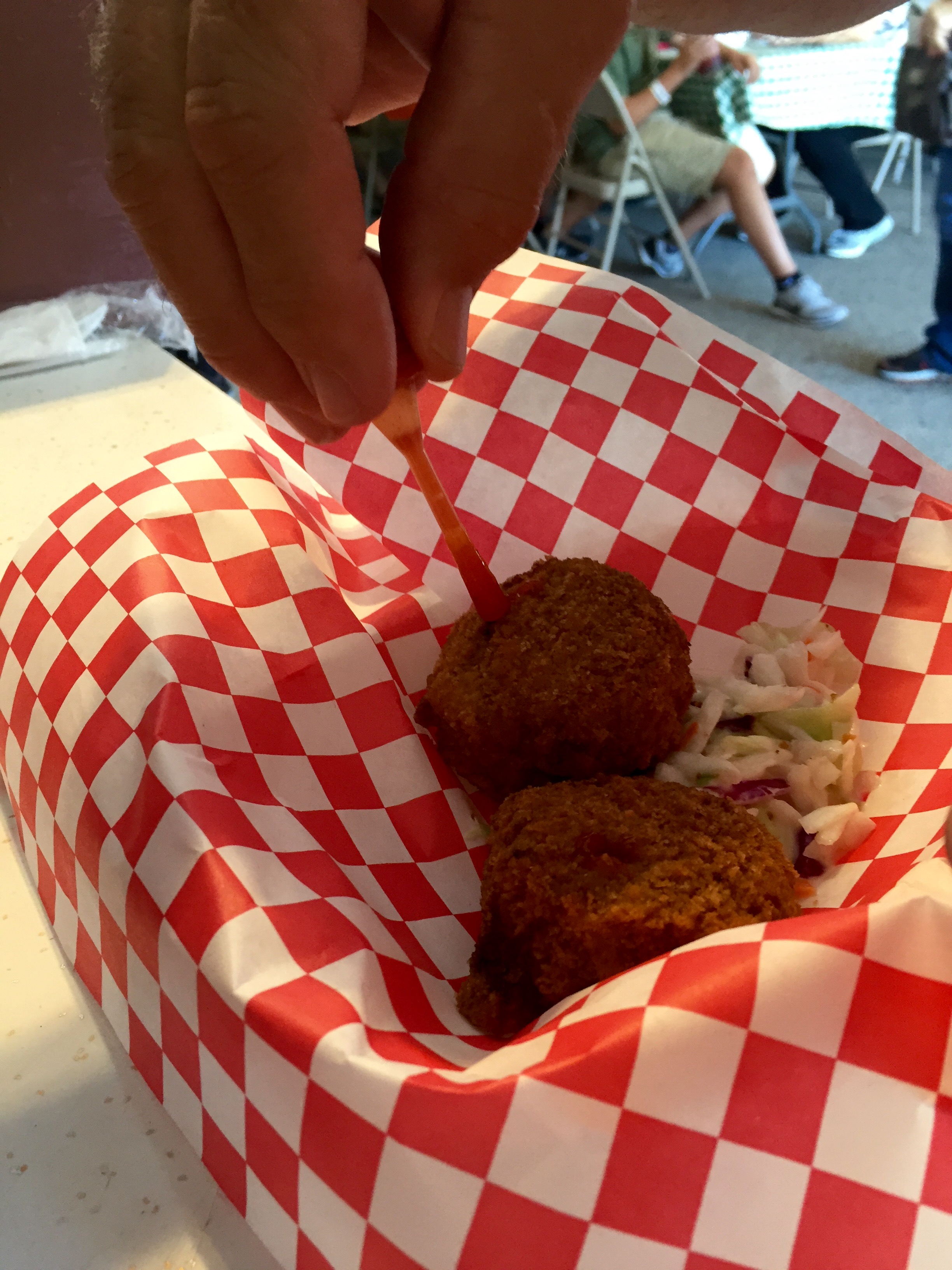 Photo Credit: Anna Bryant The concept behind this idea is freaking genius: inject the barbacue sauce into the ball so the outside stays crisp instead of getting soggy from the sauce.