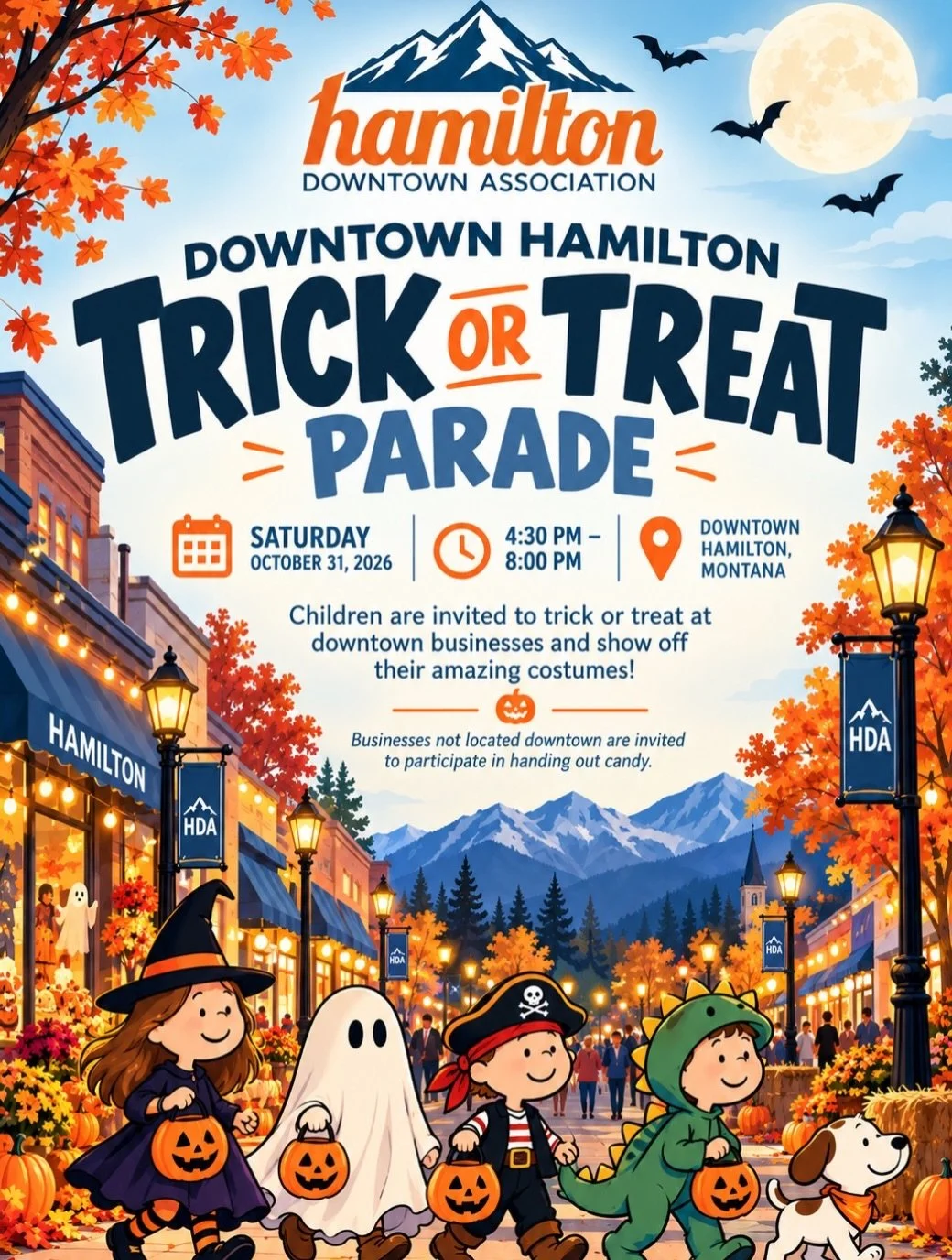 🎃 Halloween is coming to Downtown Hamilton! 👻🍬

Grab your costumes, bring your trick-or-treat buckets, and join the Hamilton Downtown Association for the Downtown Hamilton Trick or Treat Parade!

📅 Saturday, October 31, 2026
⏰ 4:30 PM &ndash; 8:0