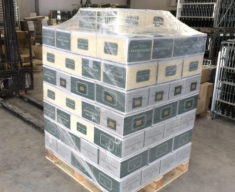 The pallet with 612 bottles bound for New York. 