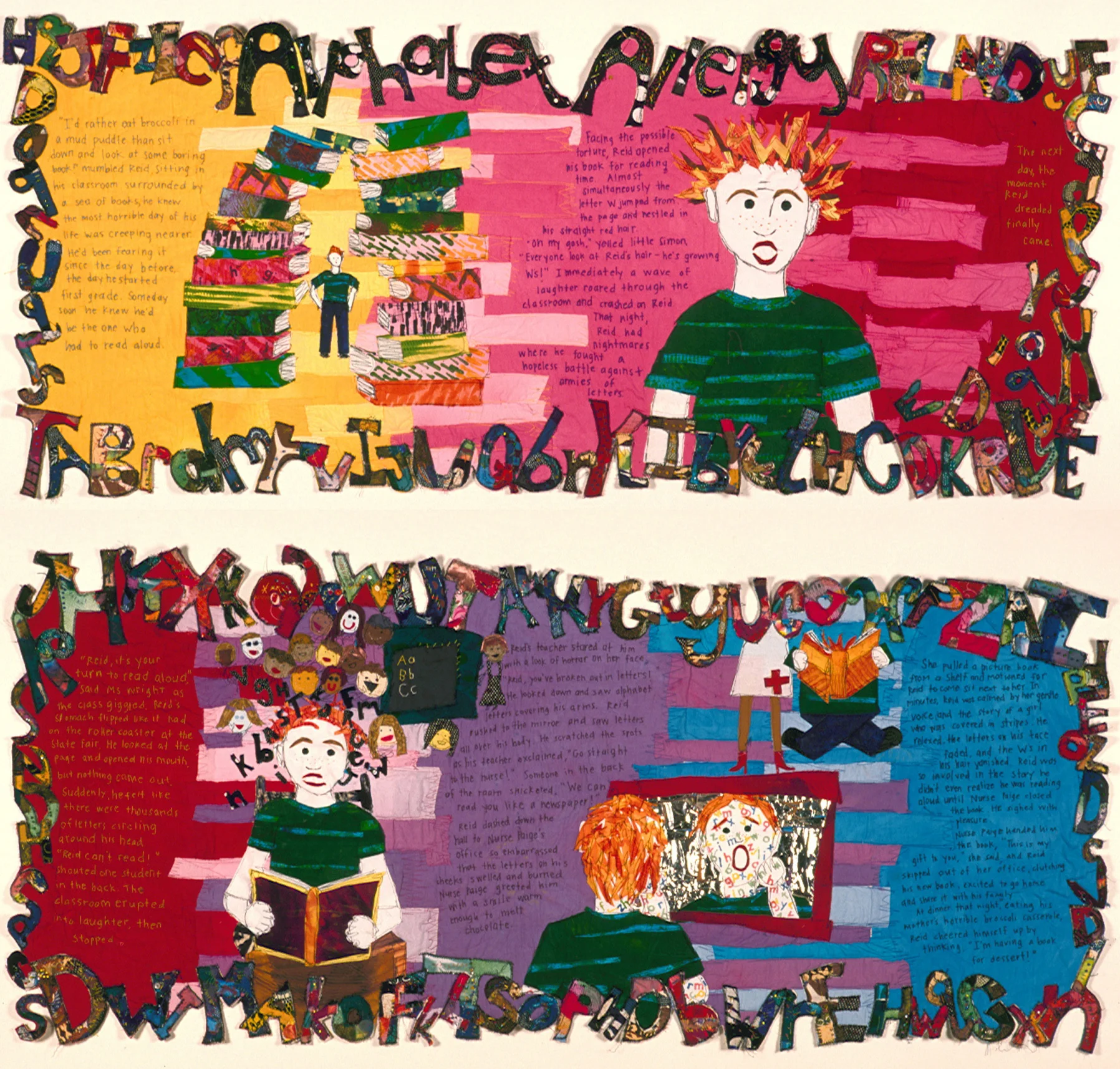 Alphabet Allergy, created with Elon College art students, for Hemphill Library, 2005.