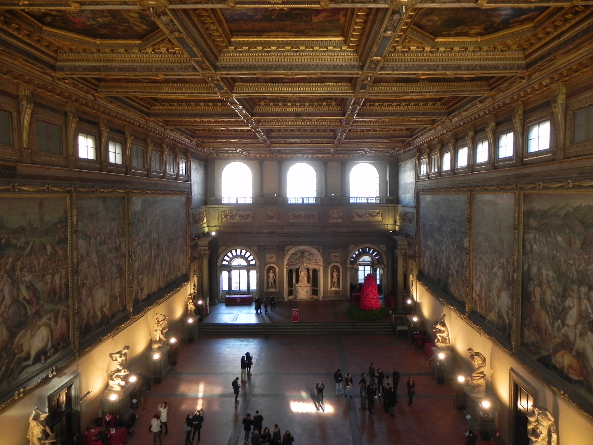  Hall of Five Hundred from 2nd floor. &nbsp;This is where Italy's first legislature assembled after the country was reunited in the 1860's. &nbsp;Florence was the original capital till it was moved to Rome 