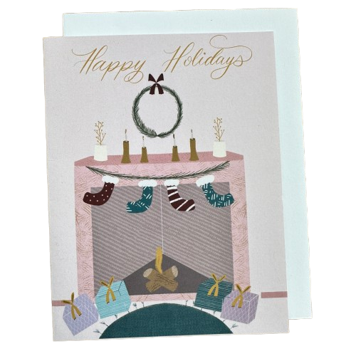 Pink Fireplace Happy Holidays Card.png