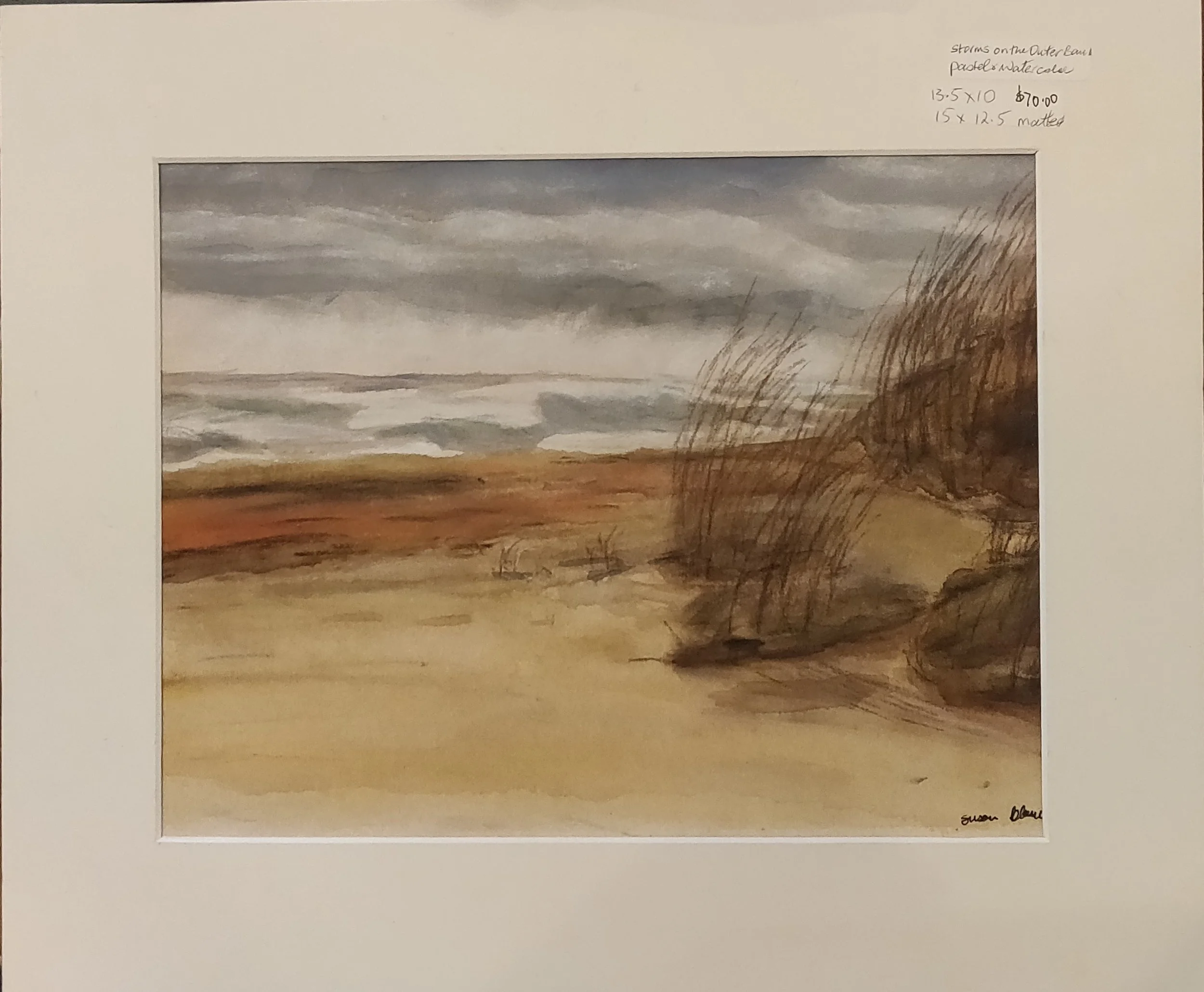  Medium: watercolor and pastels  Dimensions: 13.5" wide x 10" high.  Matted, unframed version shown.  This painting has been sold.   