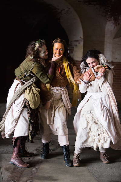 (L to R): Julie Douglas, Caroline Parsons, and Maria Leigh as the Weyard Sisters