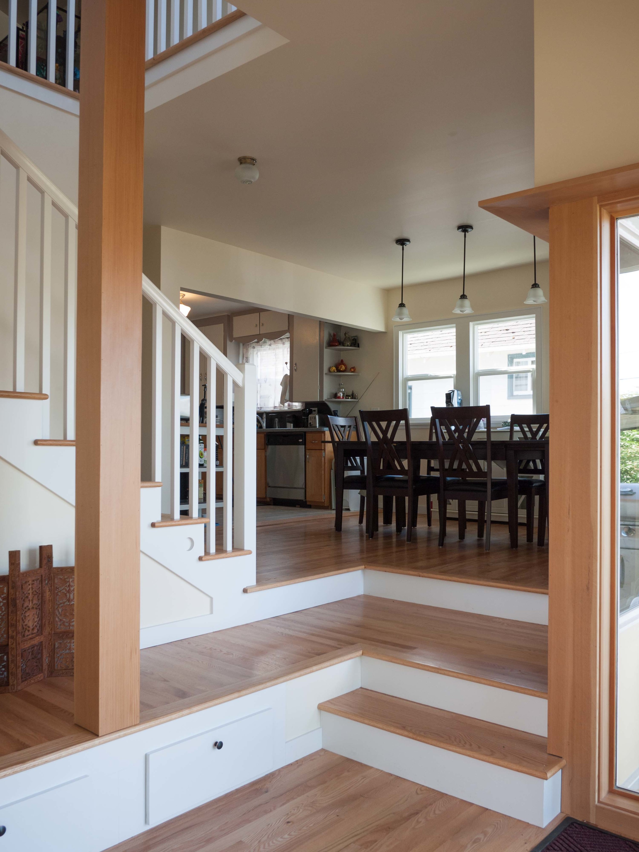 Beyond the mudroom is the dining room and existing kitchen. 