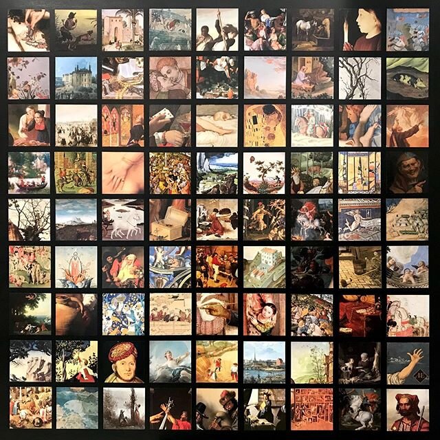My newest original.  I&rsquo;ve been saving 2&rdquo; squares for years, and now I&rsquo;m not sure if I like this outcome as much as I expected to. . . 🤔 81 mini portions of great masterpieces.  Cool looking?  Not loving it?  What do you think??? #s