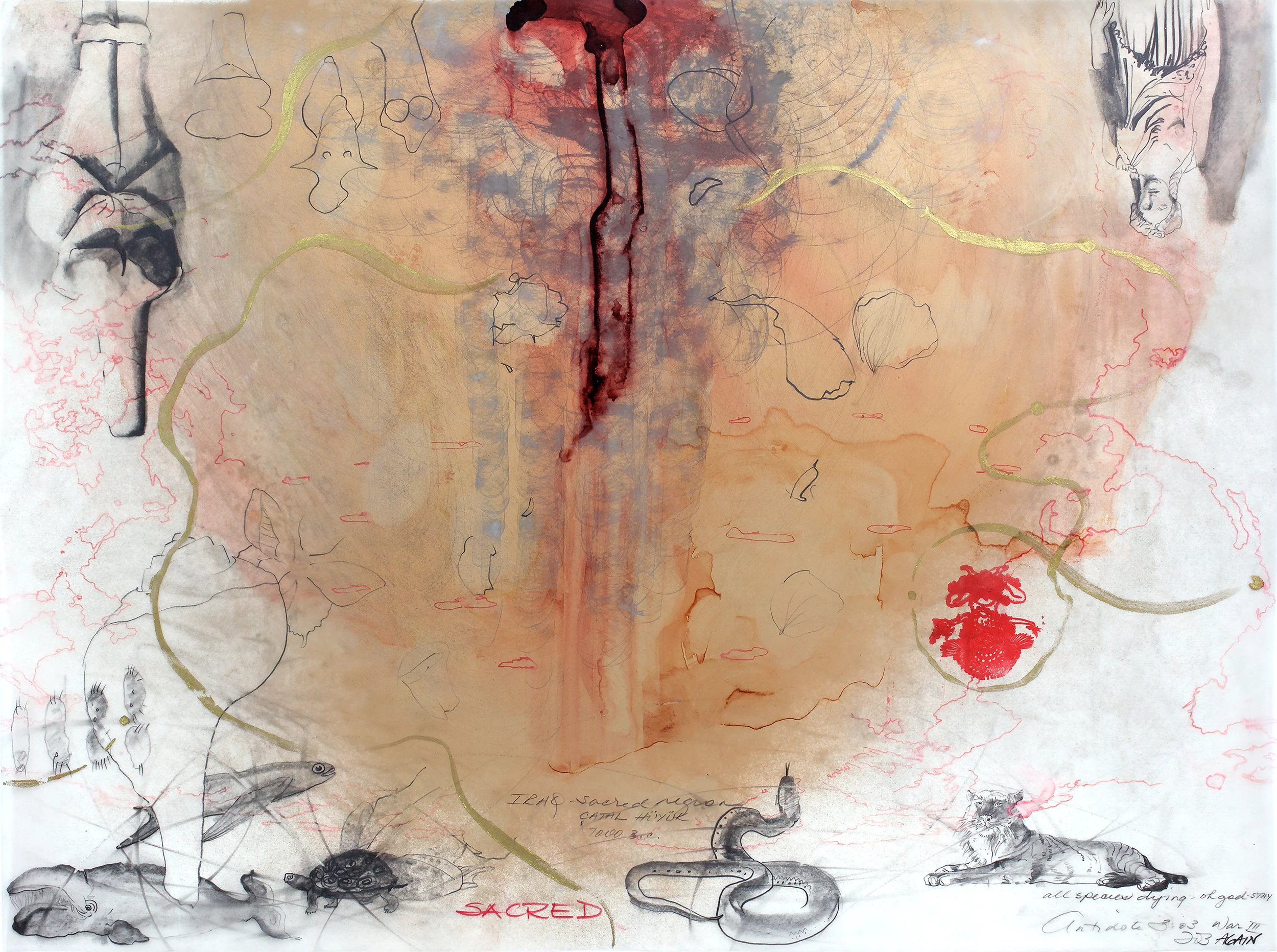Ciel Bergman: Antidote #78, 18"x24", Mixed media on Architectural Mylar, 2003