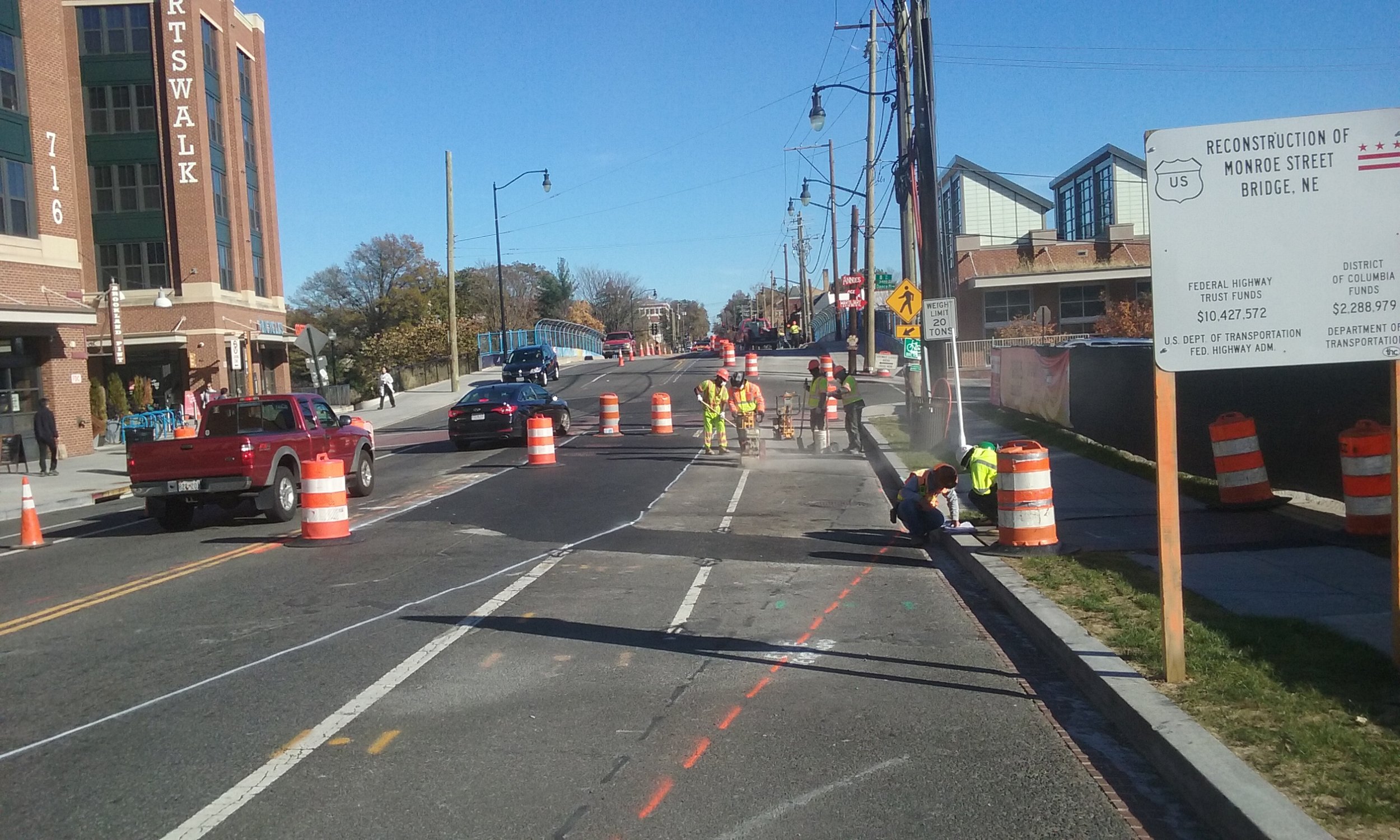 Existing markings removal at 8th & Monroe