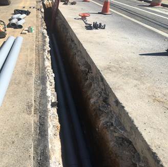 2-way PVC trenching and pipes – east of 9th & Monroe